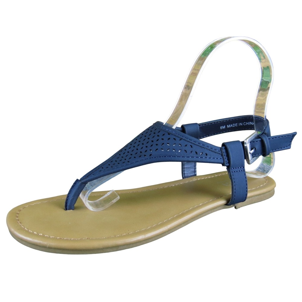 A.N.A Sabrina Women 6 Blue Synthetic Thong Sandals Casual Comfortable